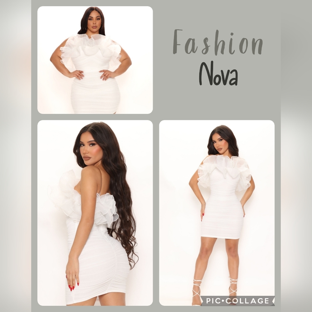 Fashion Nova - Ruffle Mami Mesh Mini Dress